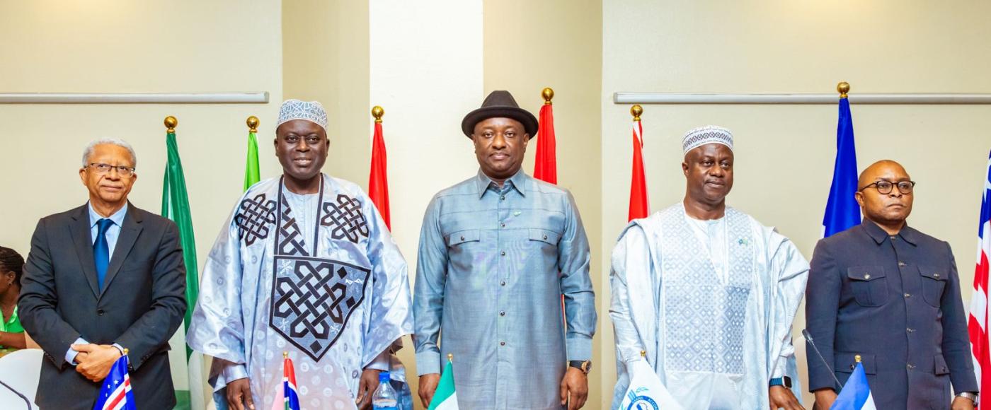 Liberia Transport Minister Sirleaf R. Tyler in photograph with other West African Transport Ministers
